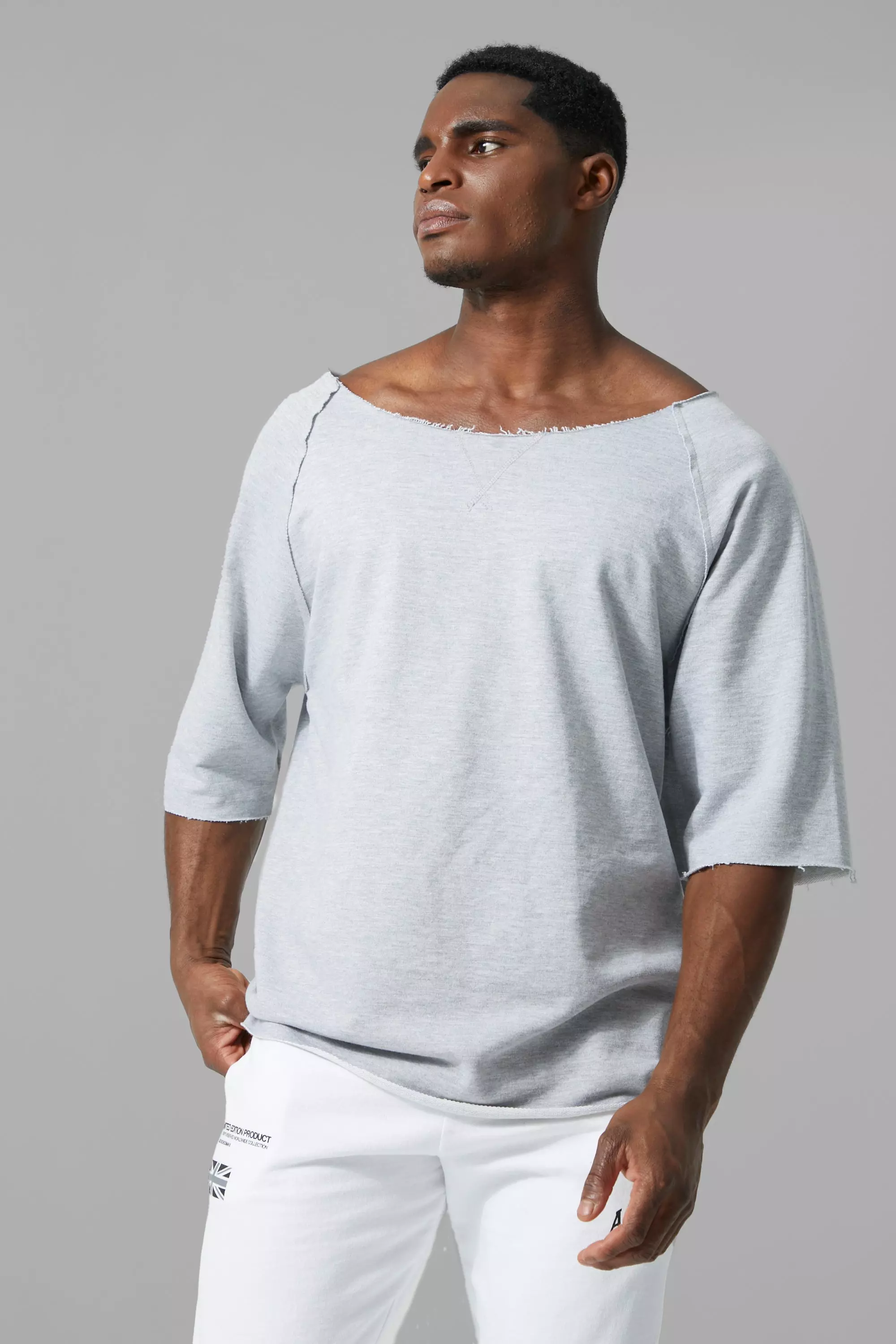 Man Active Gym Oversized Rag Top boohooMAN UK